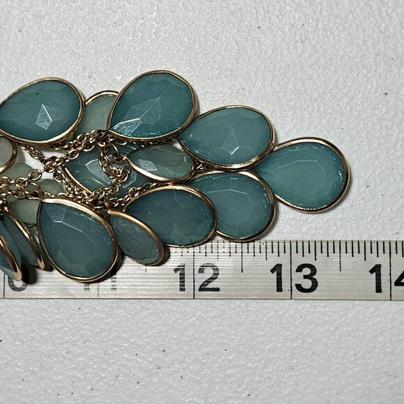 Retro Boho Bib Necklace Multi Strand Aqua Opal Teardrop Charms Fashion Jewelry - Picture 5 of 5